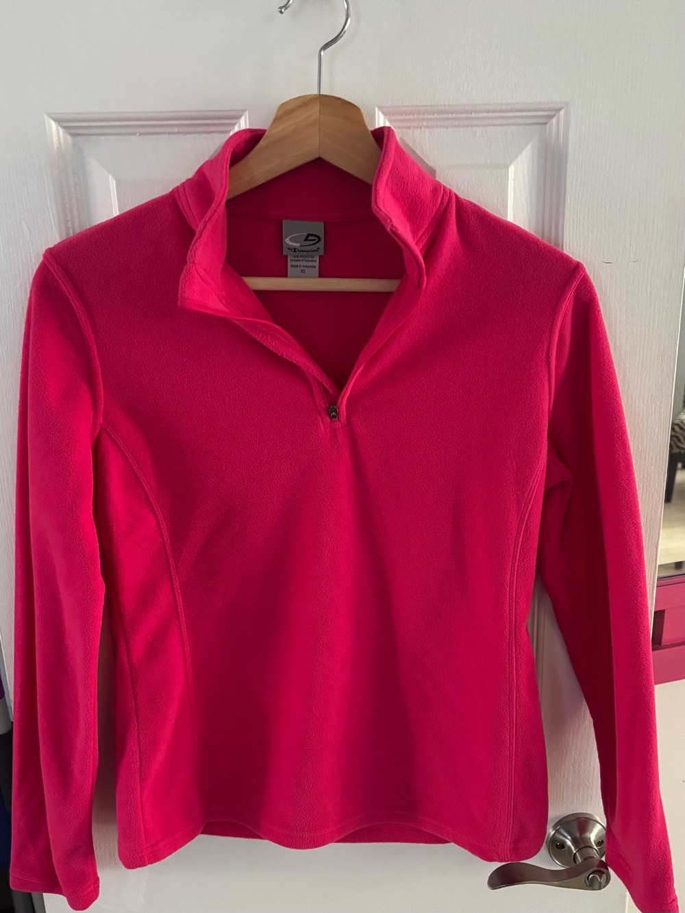Champion Hot Pink Quarter-Zip Fleece Pullover, XS